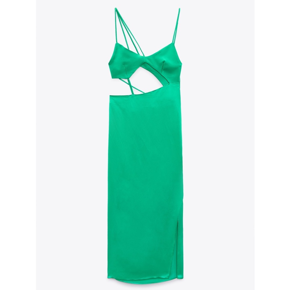 NWT Zara Asymmetric Satin Effect Dress - Picture 6 of 16